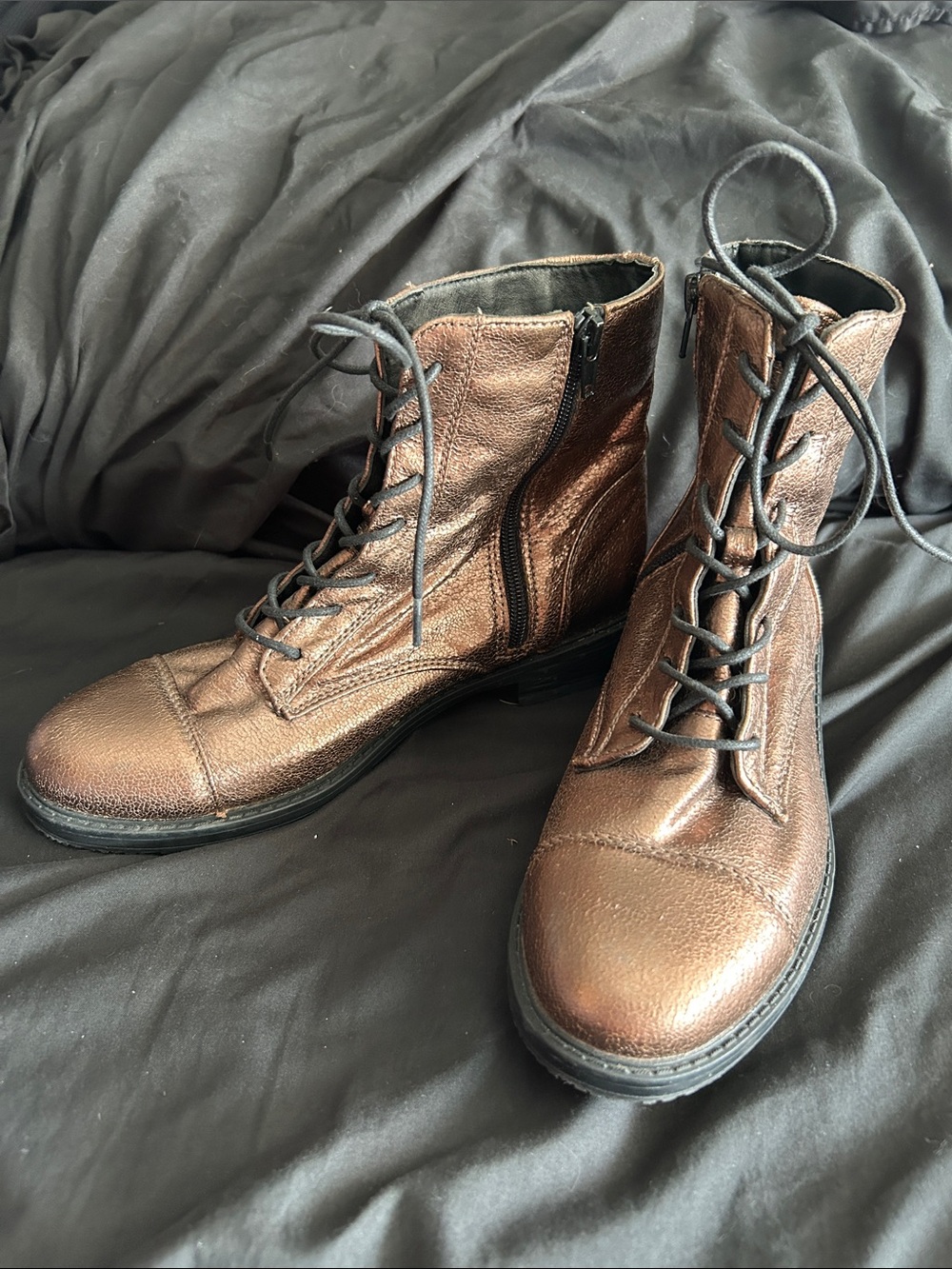 Women’s Brown Leather Lace-Up Combat Boots